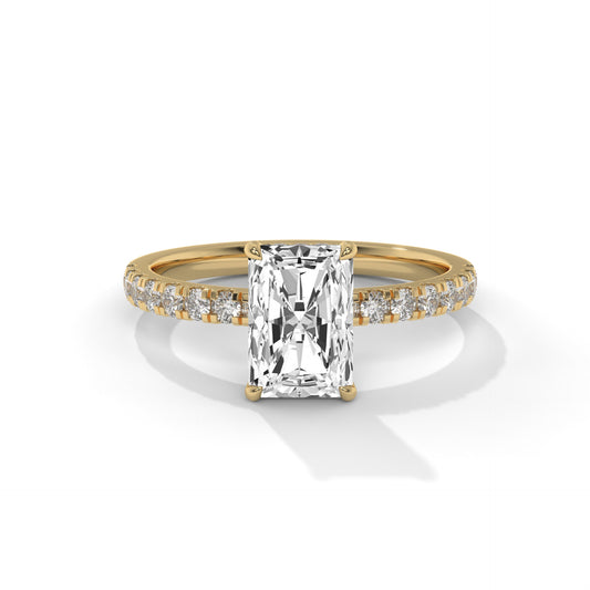 1.80 CTW Radiant Lab-Grown Diamond Engagement Ring – 1.50 CT E VVS2 Center with Round Accents, 14K Gold