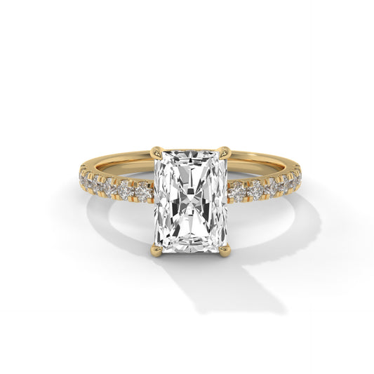2.85 CTW Radiant Lab-Grown Diamond Engagement Ring – 2.50 CT E VVS2 Center with Round Accents, 14K Gold