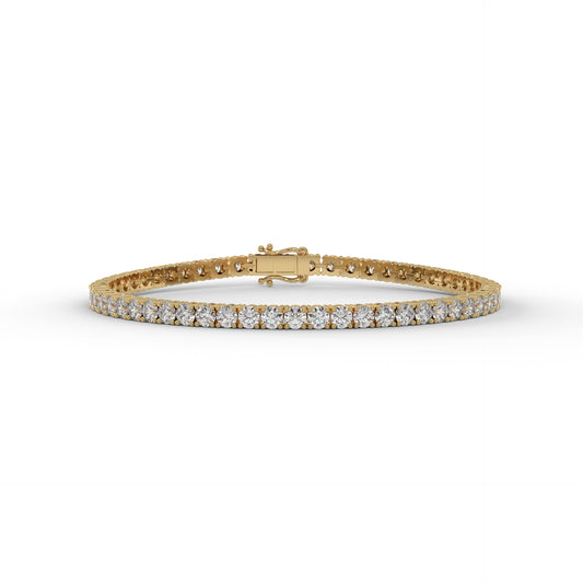 5.00 CTW Lab-Grown Diamond Tennis Bracelet – 3mm DE VS+ Rounds, 14K Gold, Multiple Lengths