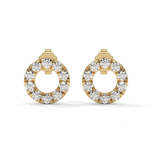Circle Lab-Grown Diamond Pave-Set Stud Earrings – E–F VS1/VS2, 14K / 18K Gold Options
