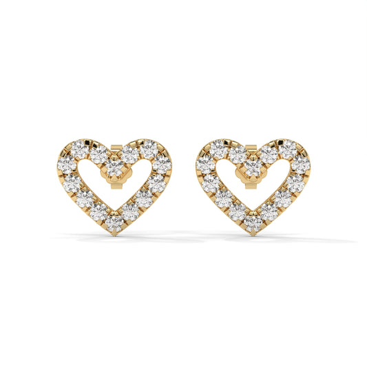 Heart Lab-Grown Diamond Pave-Set Stud Earrings – E–F VS1/VS2, 14K / 18K Gold Options