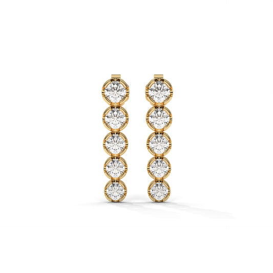 Line Lab-Grown Diamond Pave Stud Earrings – E–F VS1/VS2, 14K / 18K Gold Options