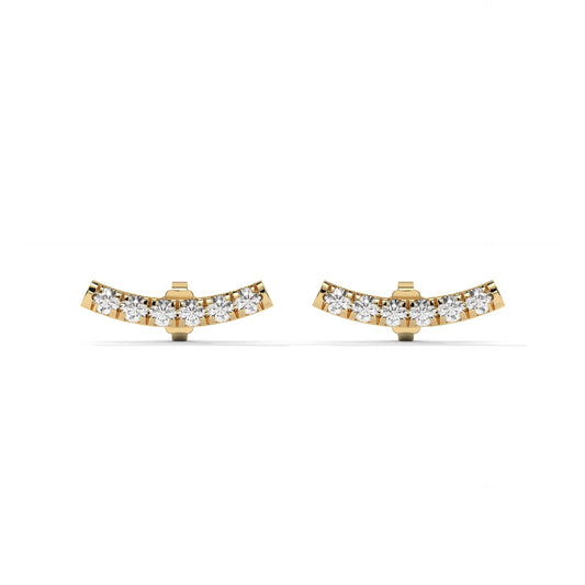 Curved Bar Lab-Grown Diamond Pave-Set Stud Earrings – E–F VS1/VS2, 14K / 18K Gold Options