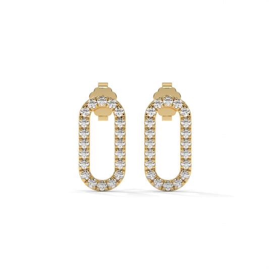 Paper Clip Lab-Grown Diamond Pave-Set Earrings – E–F VS1/VS2, 14K / 18K Gold Options