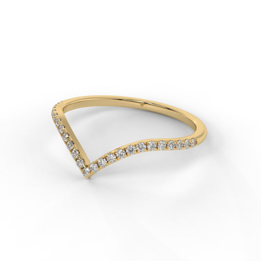 1.3MM V Shape Contour Lab Diamond Wedding Band – 14K Gold (.15CTW)