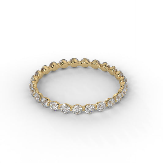 Round Floating Lab Diamond Wedding Band – 14K Gold (1CTW)