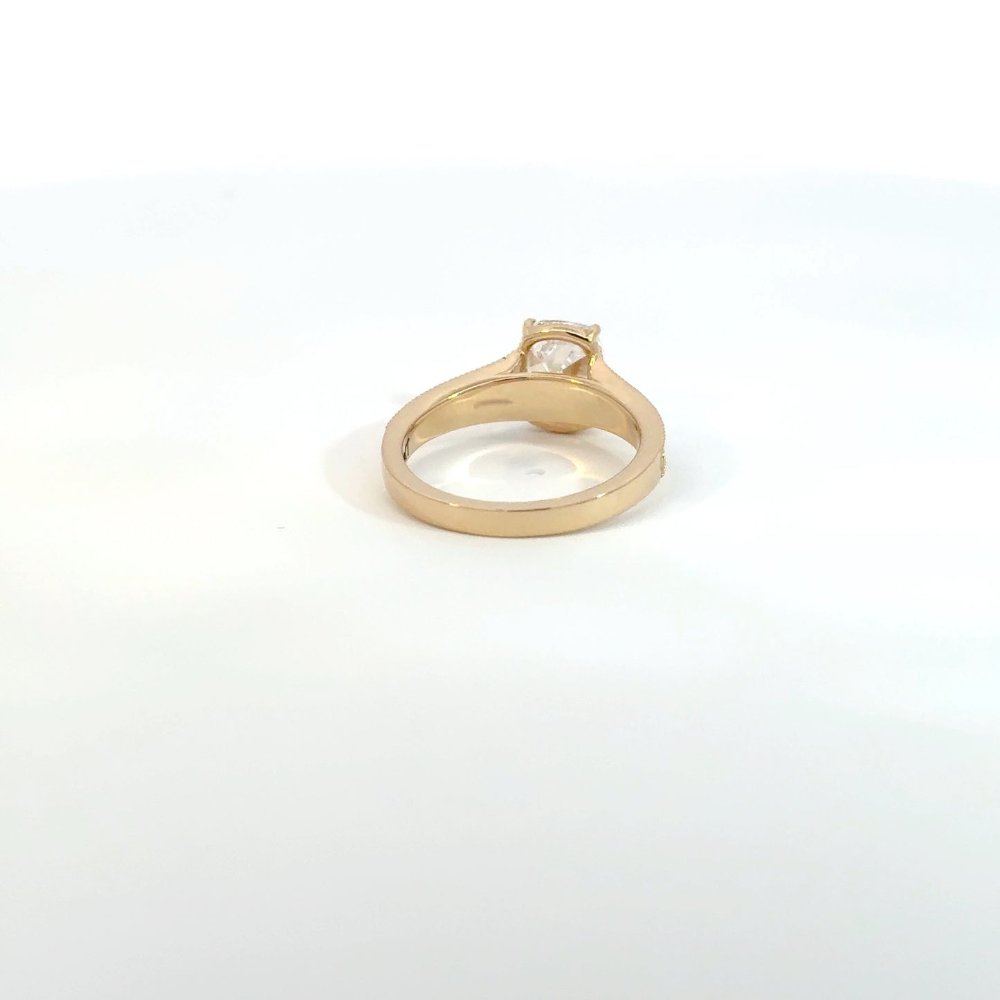 2CT Old Mine Cushion Mounted in a 14K Yellow gold Band