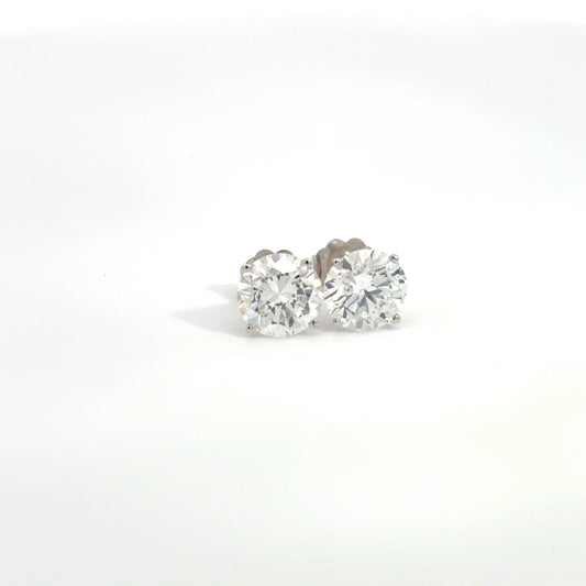 3.00 CTW D–E VS+ Round Lab-Grown Diamond Stud Earrings – 14K White Gold (Friction Backs)