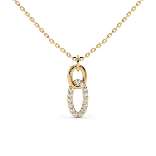 0.084 CTW Pavé Diamond Link Charm Necklace – 14K / 18K Gold Options