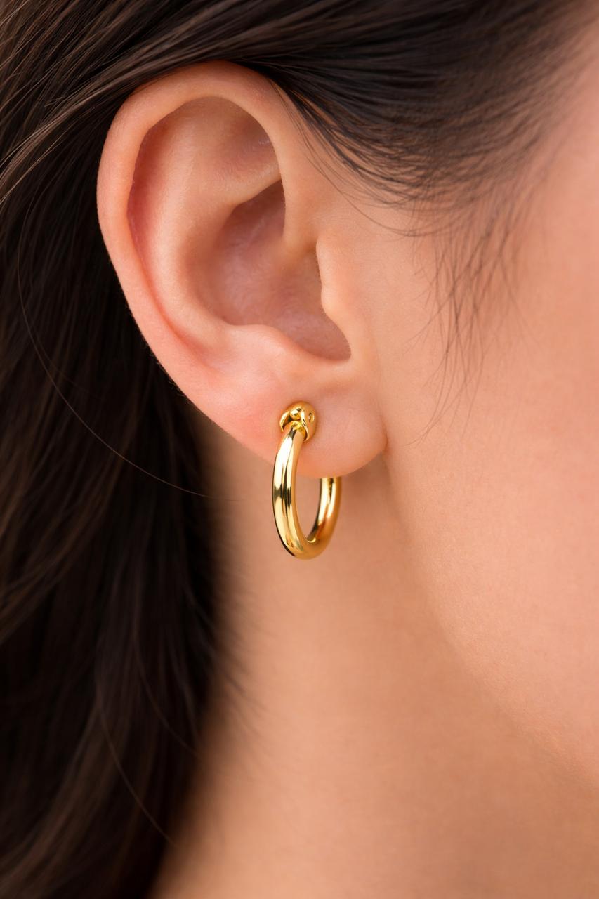 Earrings of the month! 12MM Gold Hoop Earrings with Latch Back – 14K Gold