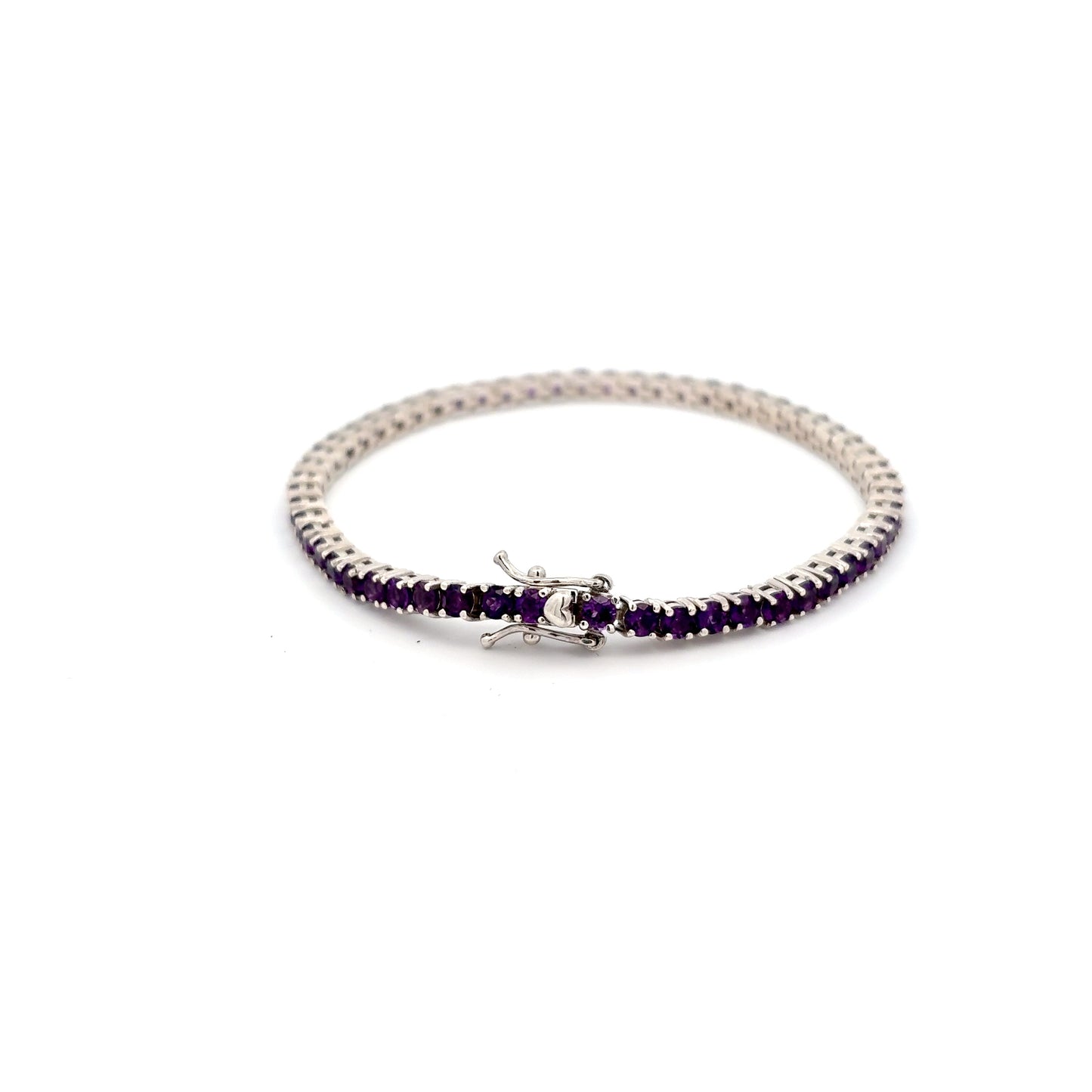 Amethyst Tennis Bracelet ā 3 mm Stones ā Sterling Silver with Rhodium Plating