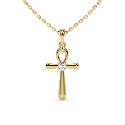 0.04 CTW Egyptian Ankh Lab-Grown Diamond Pendant in 14K / 18K Gold Options