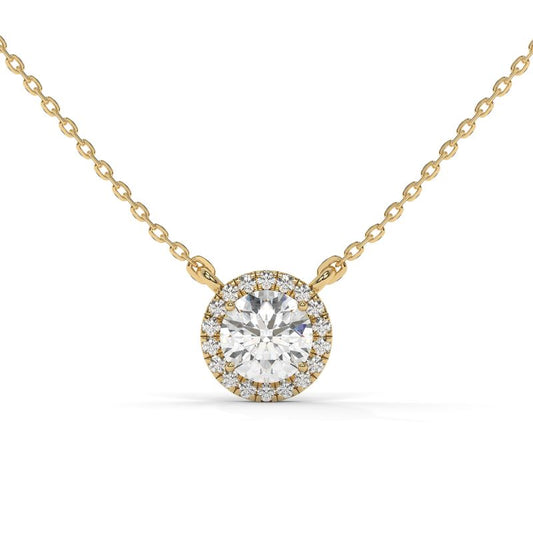 1 CTW Round Lab-Grown Diamond Halo Pendant in 14K / 18K Gold Options