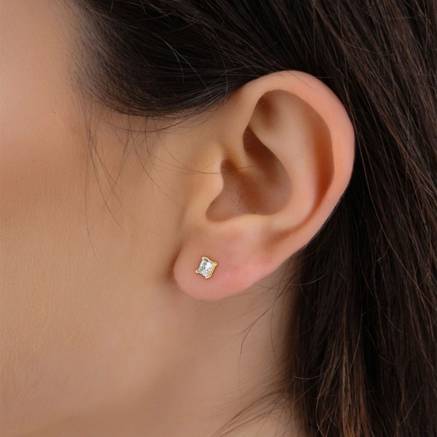 1.00 CTW Princess Lab-Grown Diamond Basket-Set Stud Earrings – E–F VS1/VS2, 14K / 18K Gold Options