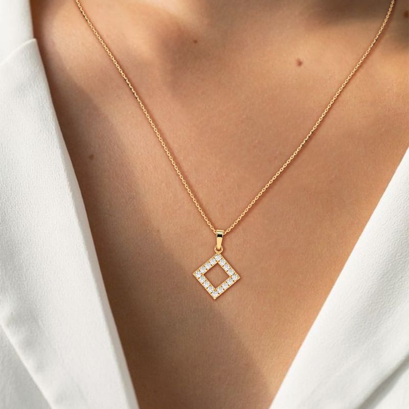 0.5 CTW Gold Rhombus Lab-Grown Diamond Necklace in 14K / 18K Gold Options