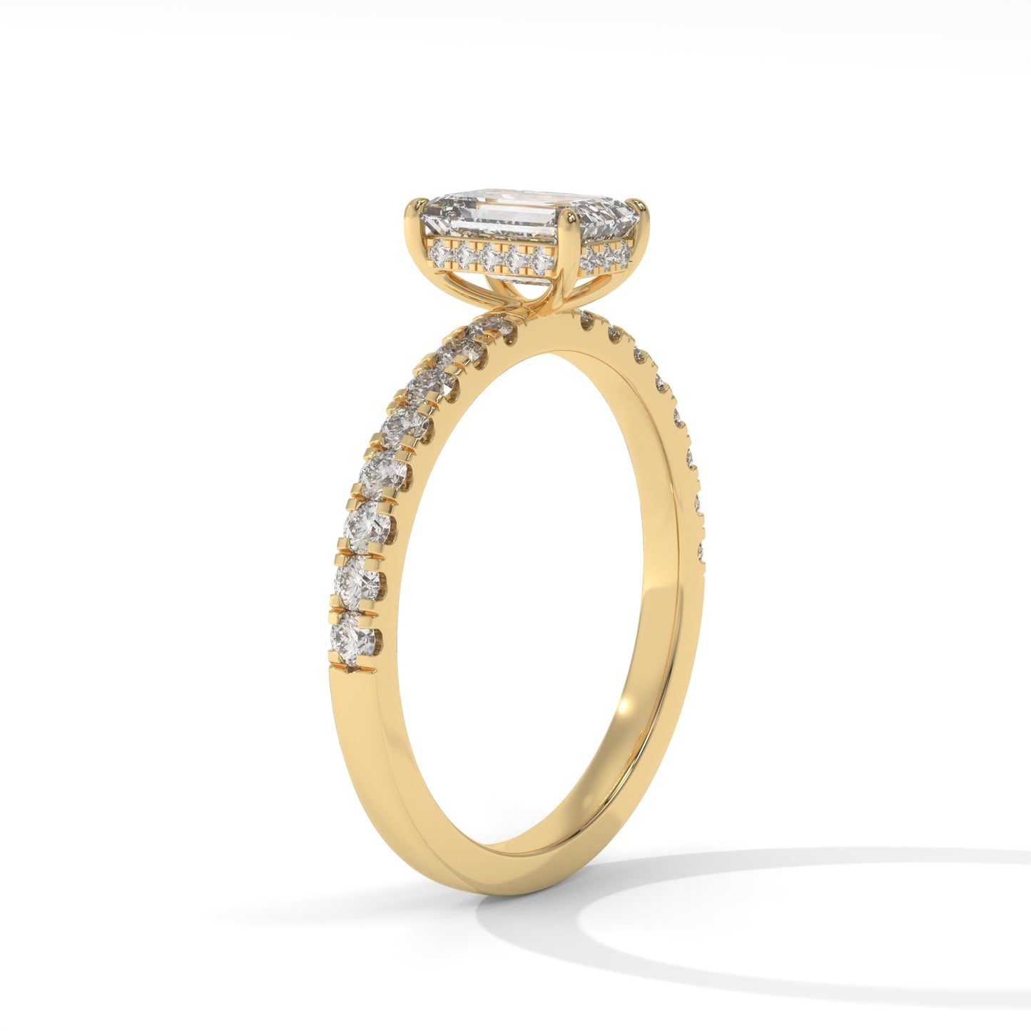 1.30 CTW Emerald Lab-Grown Diamond Engagement Ring – 1 CT E VVS2 Center + 0.30 CT Round Accents, 14K Gold