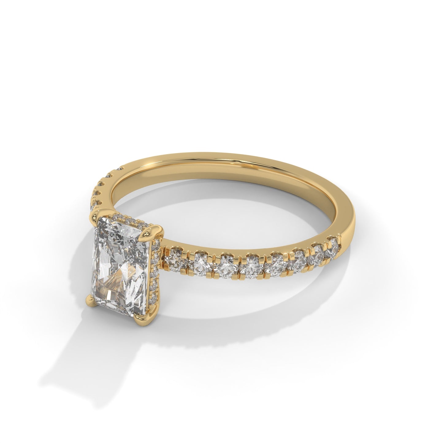 1.30 CTW Radiant Lab-Grown Diamond Engagement Ring – 1 CT E VVS2 Center + 0.30 CT Round Accents, 14K Gold