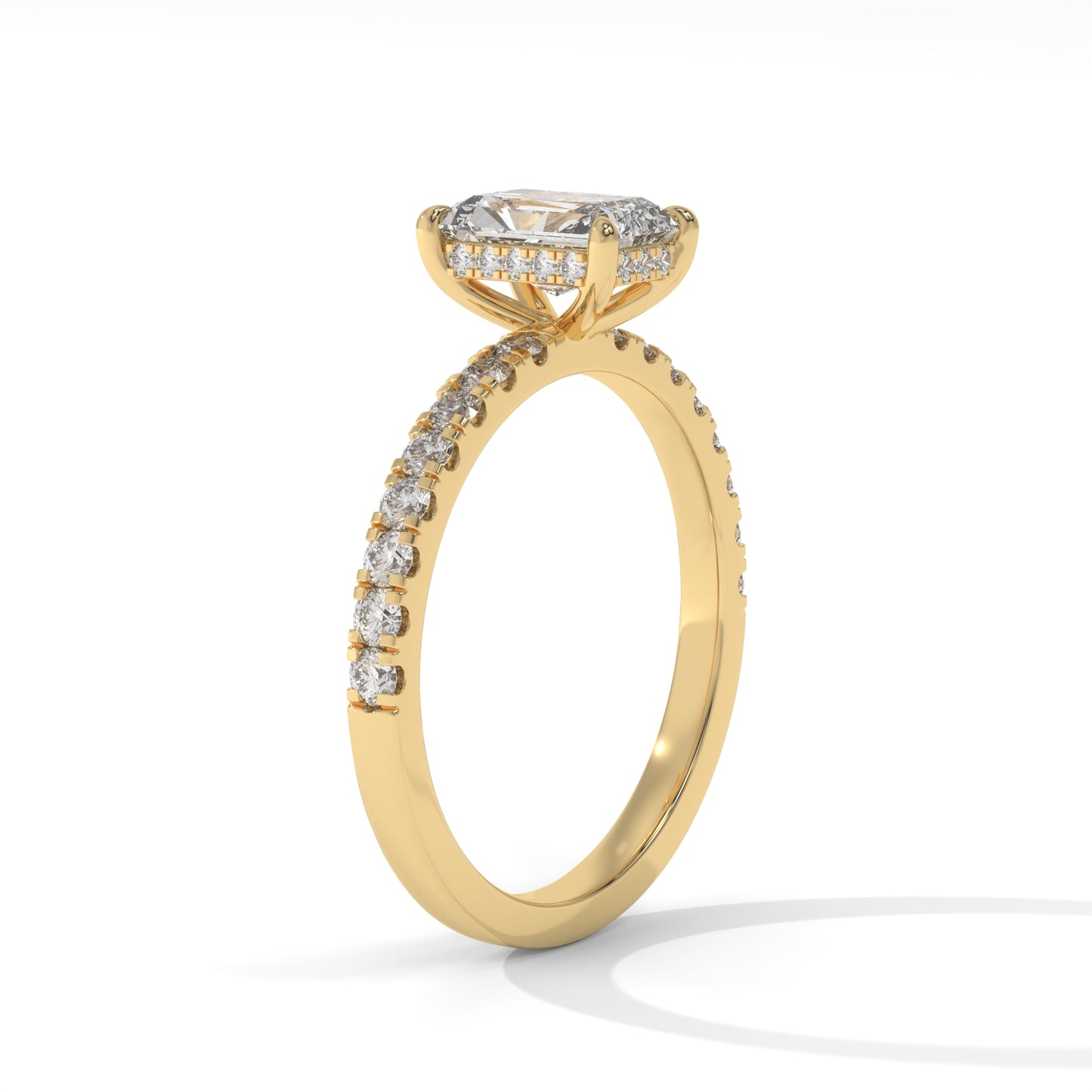 1.30 CTW Radiant Lab-Grown Diamond Engagement Ring – 1 CT E VVS2 Center + 0.30 CT Round Accents, 14K Gold