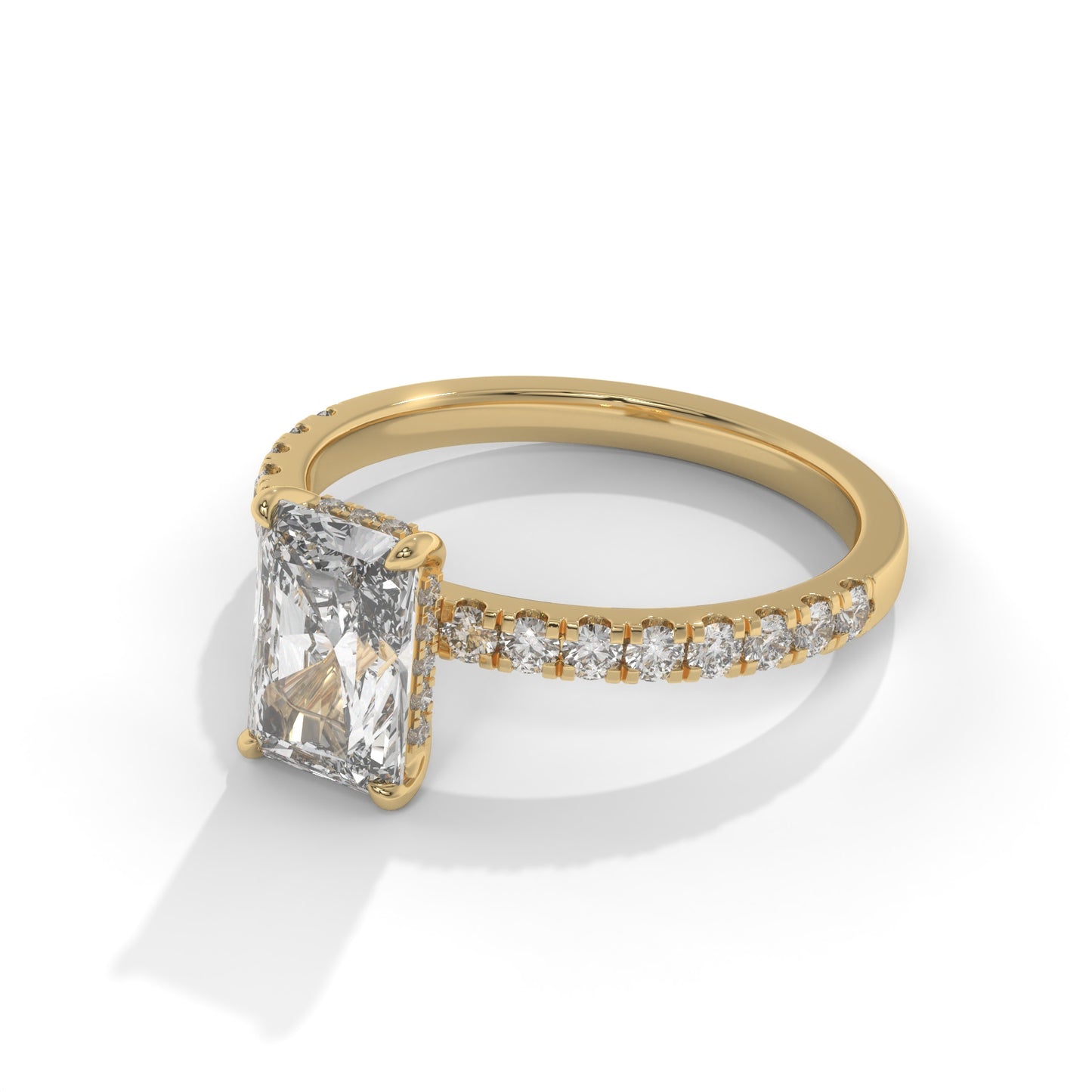 1.80 CTW Radiant Lab-Grown Diamond Engagement Ring – 1.50 CT E VVS2 Center with Round Accents, 14K Gold