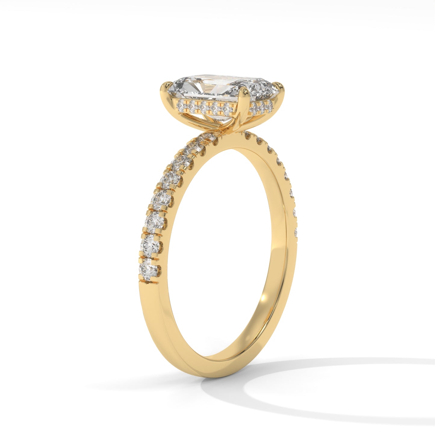 1.80 CTW Radiant Lab-Grown Diamond Engagement Ring – 1.50 CT E VVS2 Center with Round Accents, 14K Gold