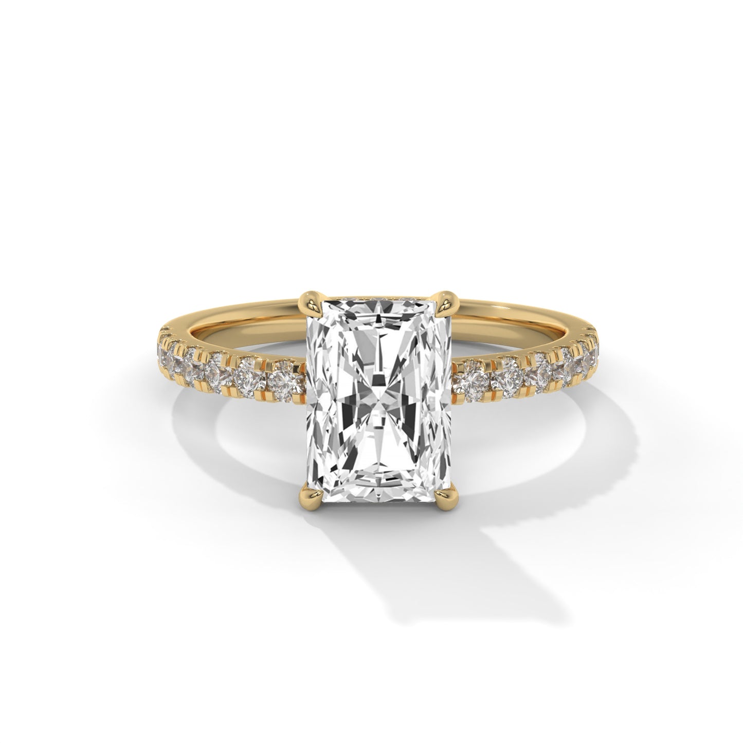 2.85 CTW Radiant Lab-Grown Diamond Engagement Ring – 2.50 CT E VVS2 Center with Round Accents, 14K Gold