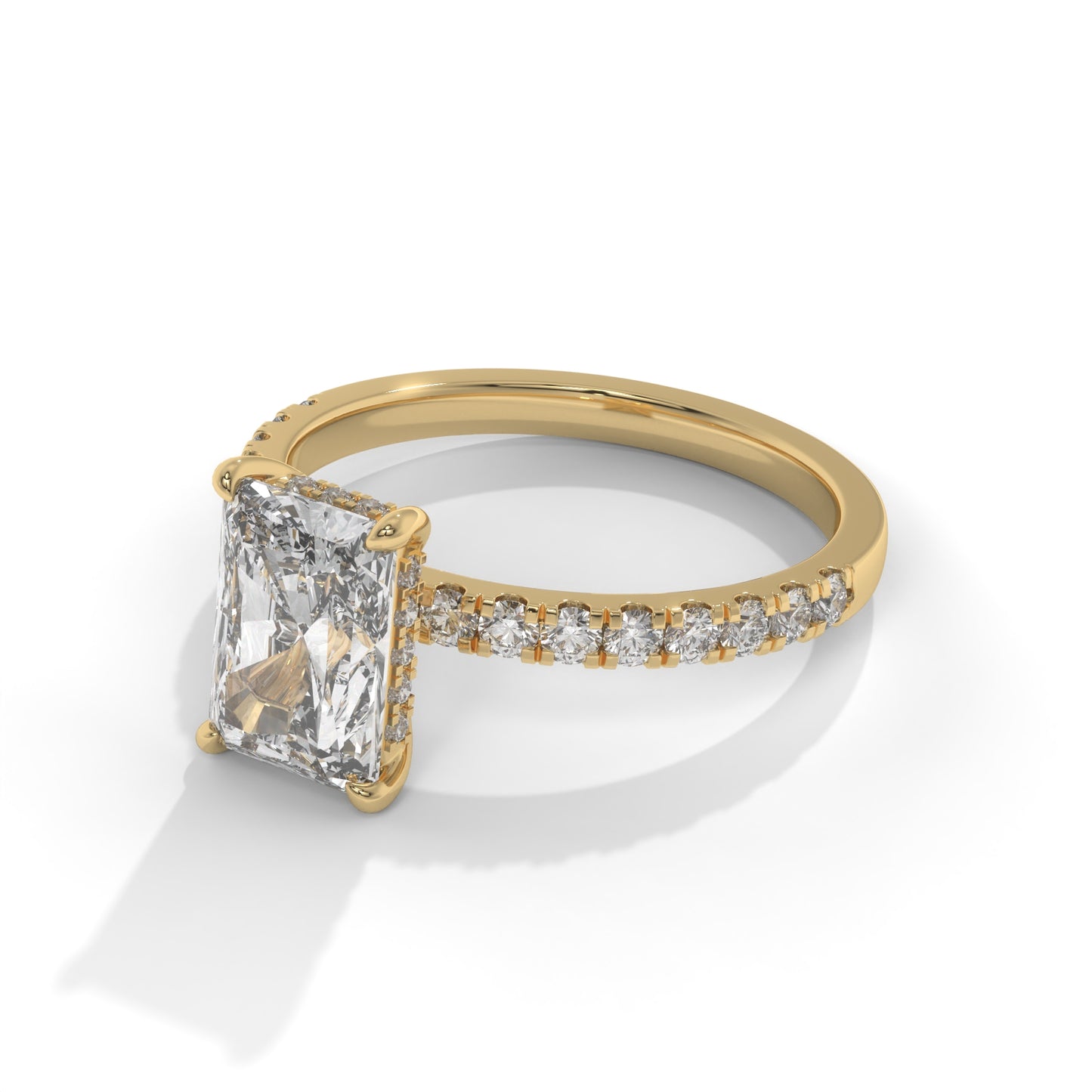 2.30 CTW Radiant Lab-Grown Diamond Engagement Ring – 2.00 CT E VVS2 Center with Round Accents, 14K Gold