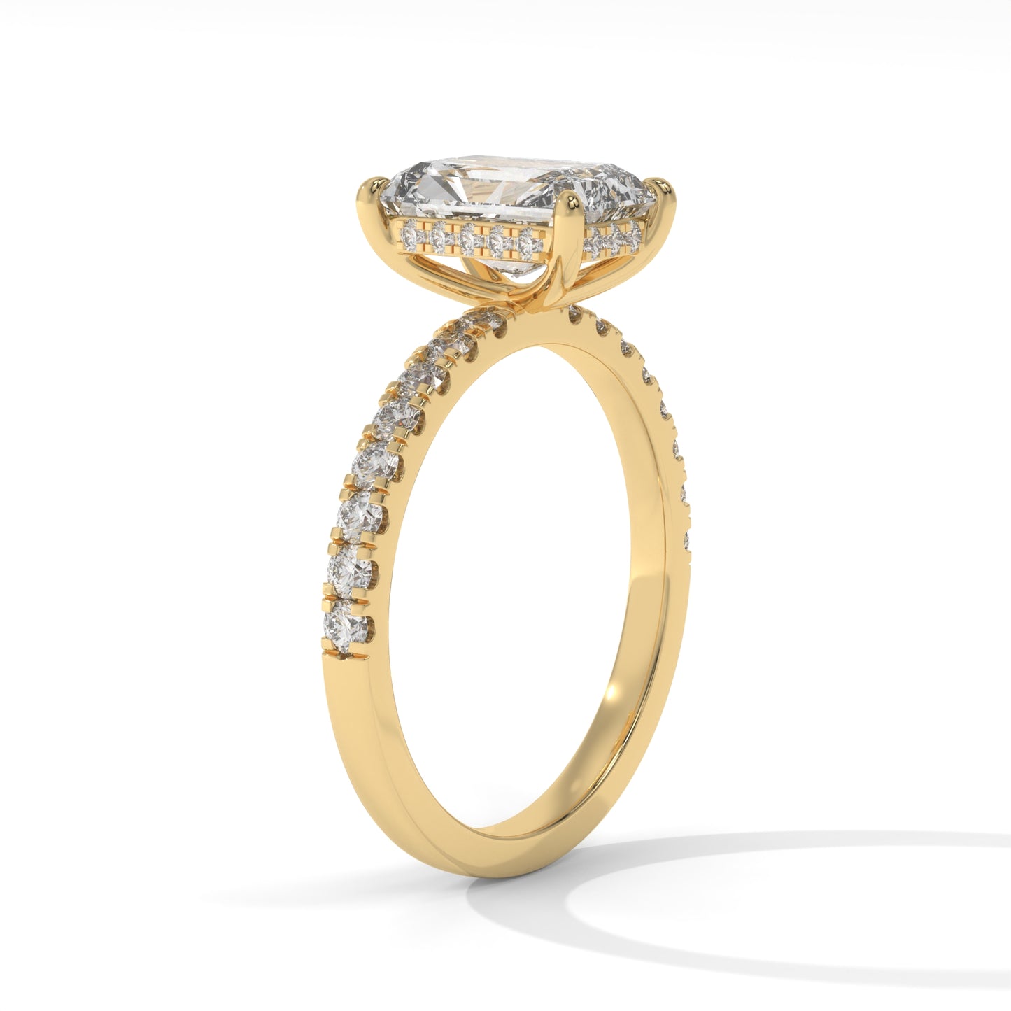 2.30 CTW Radiant Lab-Grown Diamond Engagement Ring – 2.00 CT E VVS2 Center with Round Accents, 14K Gold
