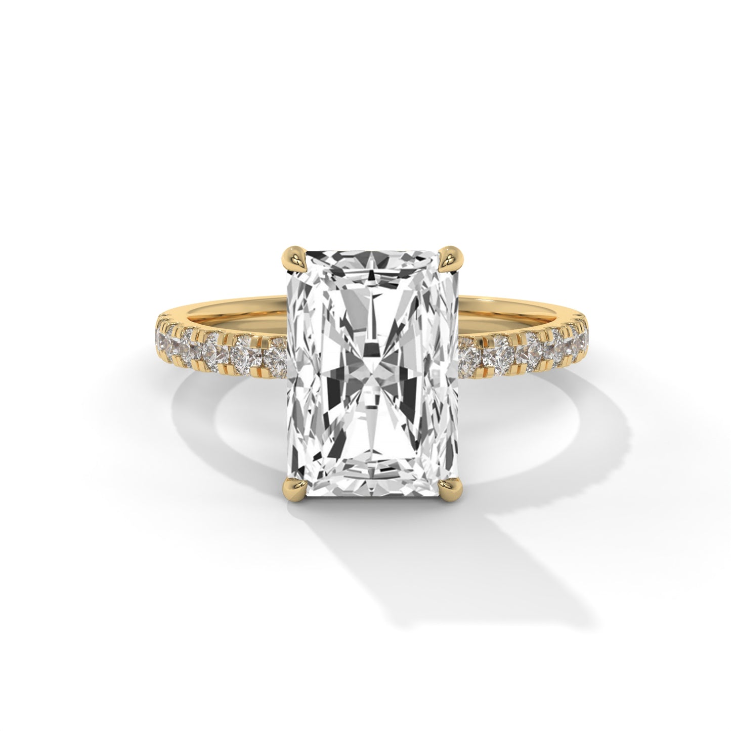 3.87 CTW Radiant Lab-Grown Diamond Engagement Ring – 3.50 CT E VVS2 Center with Round Accents, 14K Gold