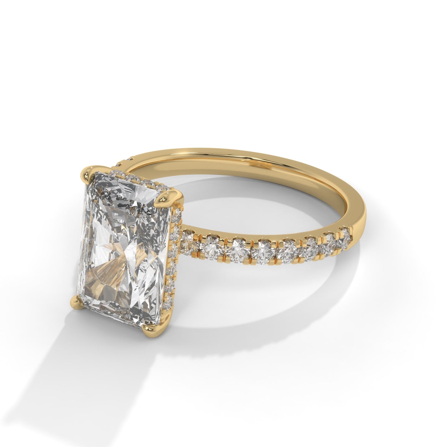 3.87 CTW Radiant Lab-Grown Diamond Engagement Ring – 3.50 CT E VVS2 Center with Round Accents, 14K Gold