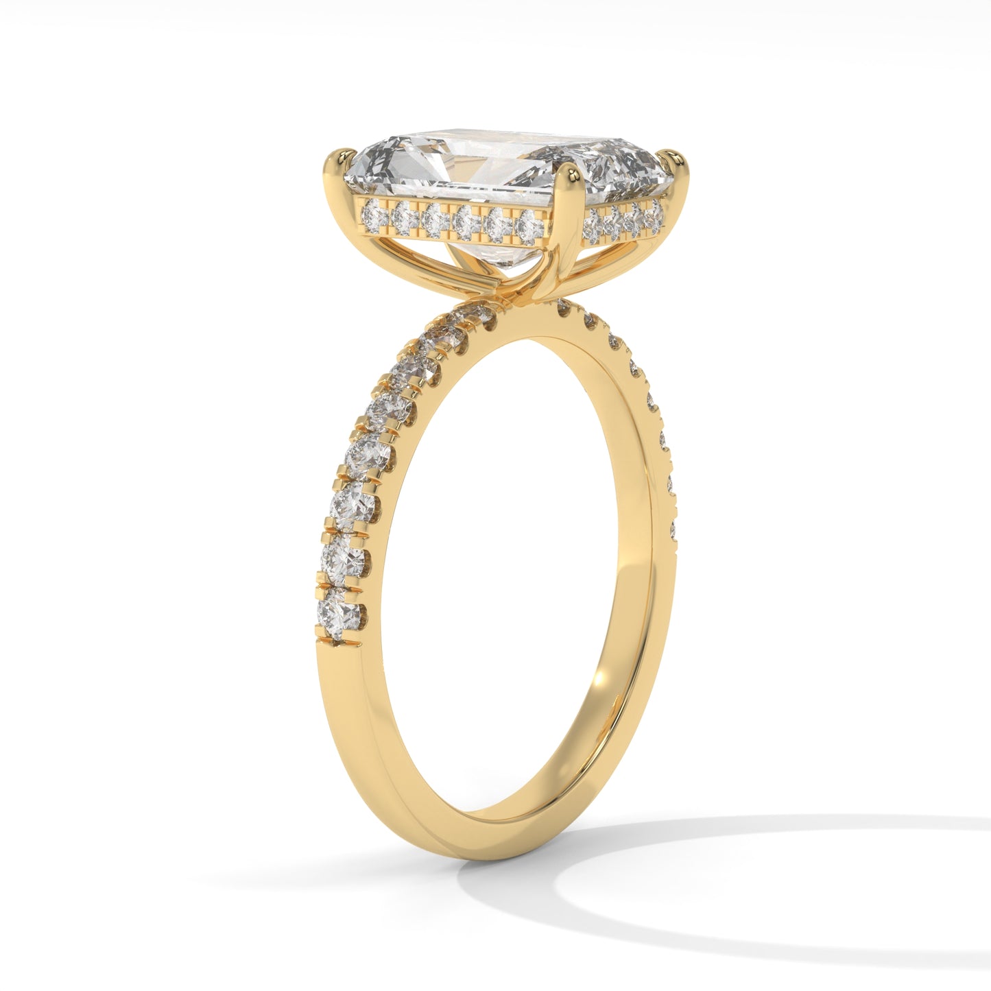 3.87 CTW Radiant Lab-Grown Diamond Engagement Ring – 3.50 CT E VVS2 Center with Round Accents, 14K Gold