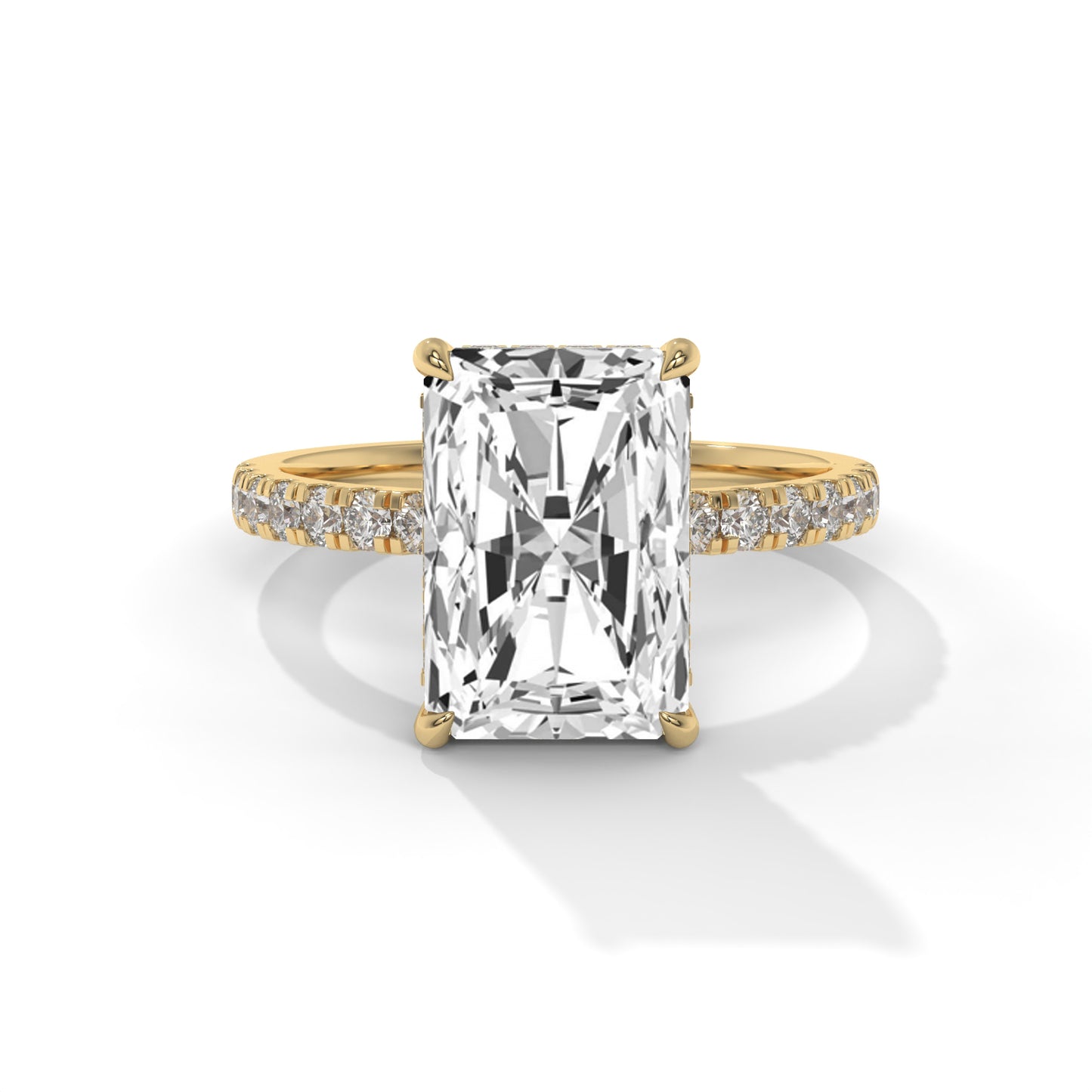 4.37 CTW Radiant Lab-Grown Diamond Engagement Ring – 4.00 CT E VVS2 Center with Round Accents, 14K Gold