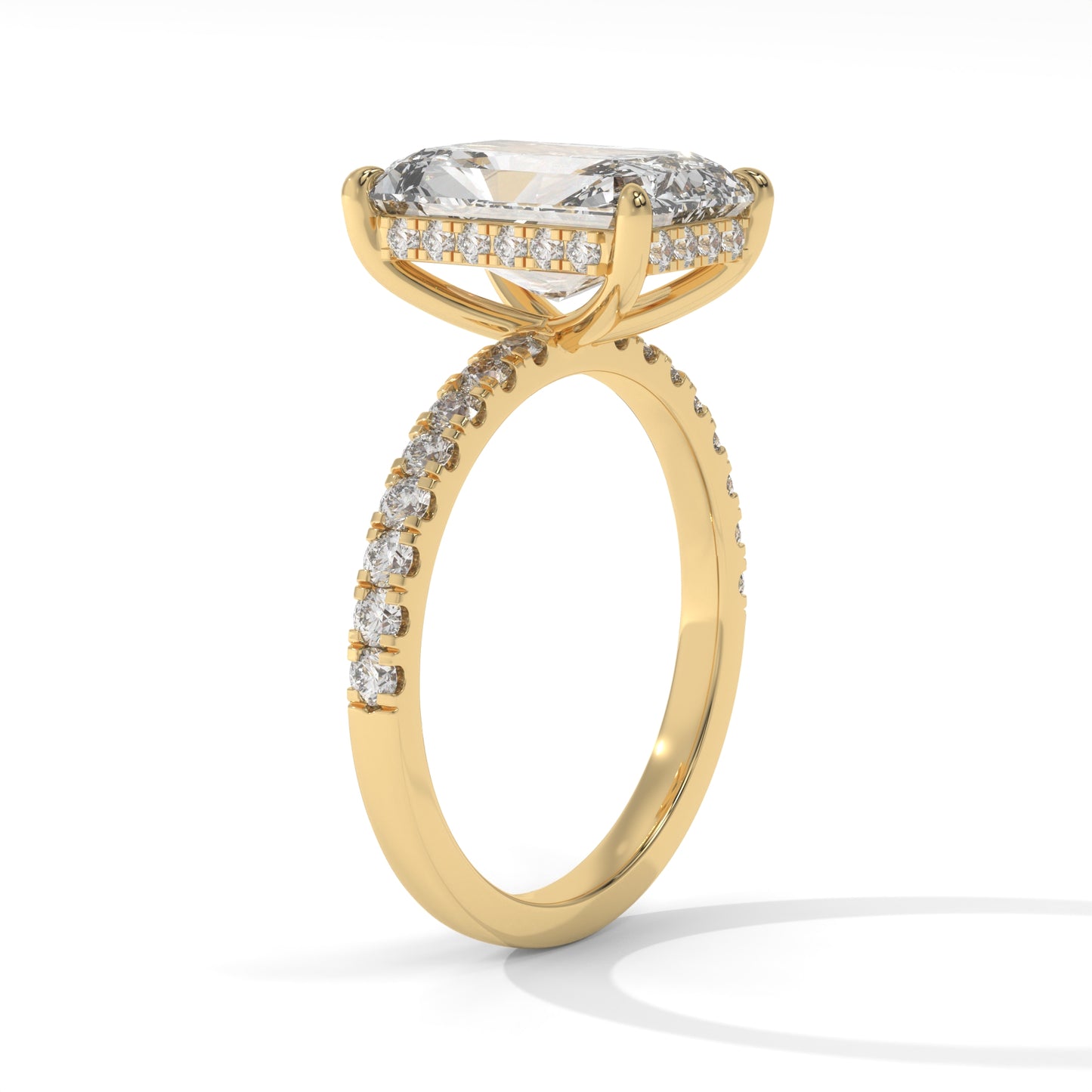 4.37 CTW Radiant Lab-Grown Diamond Engagement Ring – 4.00 CT E VVS2 Center with Round Accents, 14K Gold