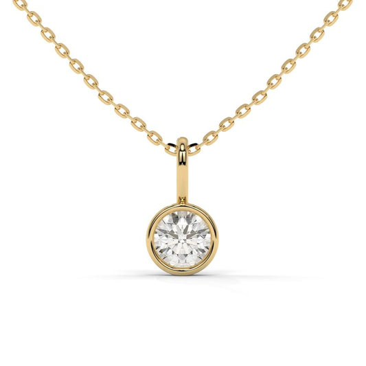 0.50 CTW Round Lab-Grown Diamond Bezel Pendant in 14K / 18K Yellow Gold Options