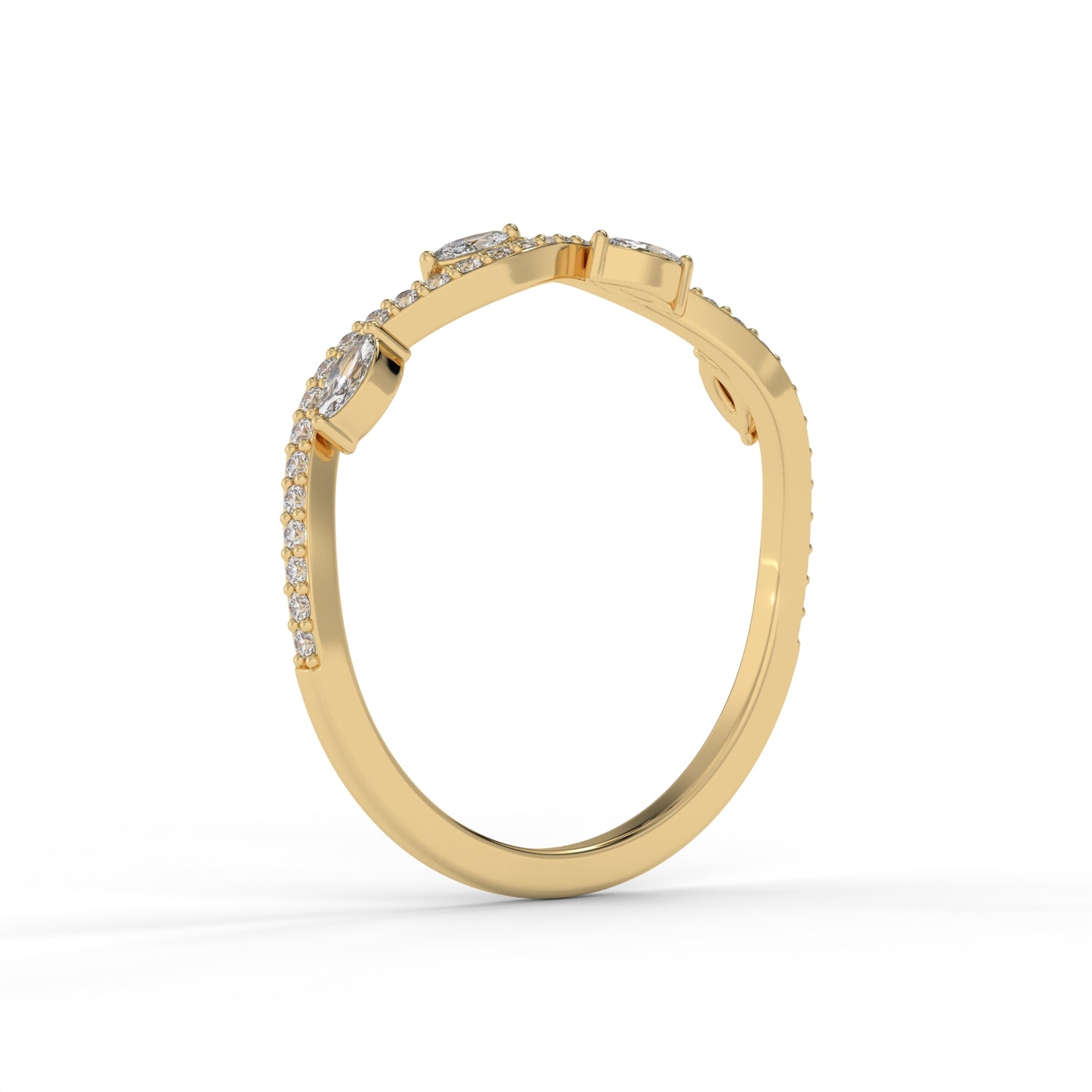 Marquise Wave Lab Diamond Wedding Band – 14K Gold (.26CTW)