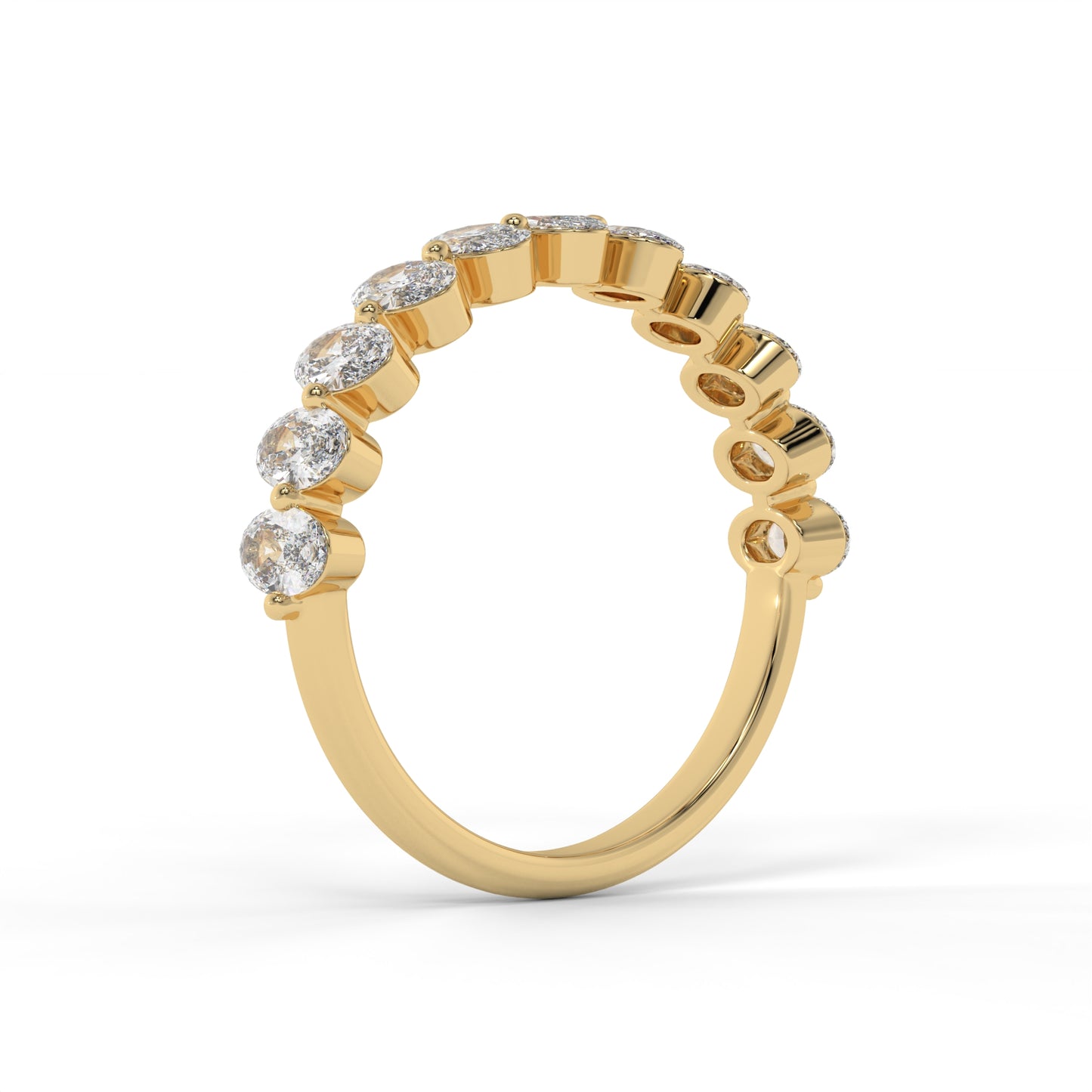 4MM Oval Floating Lab Diamond Wedding Band – 14K Gold (1.10CTW)