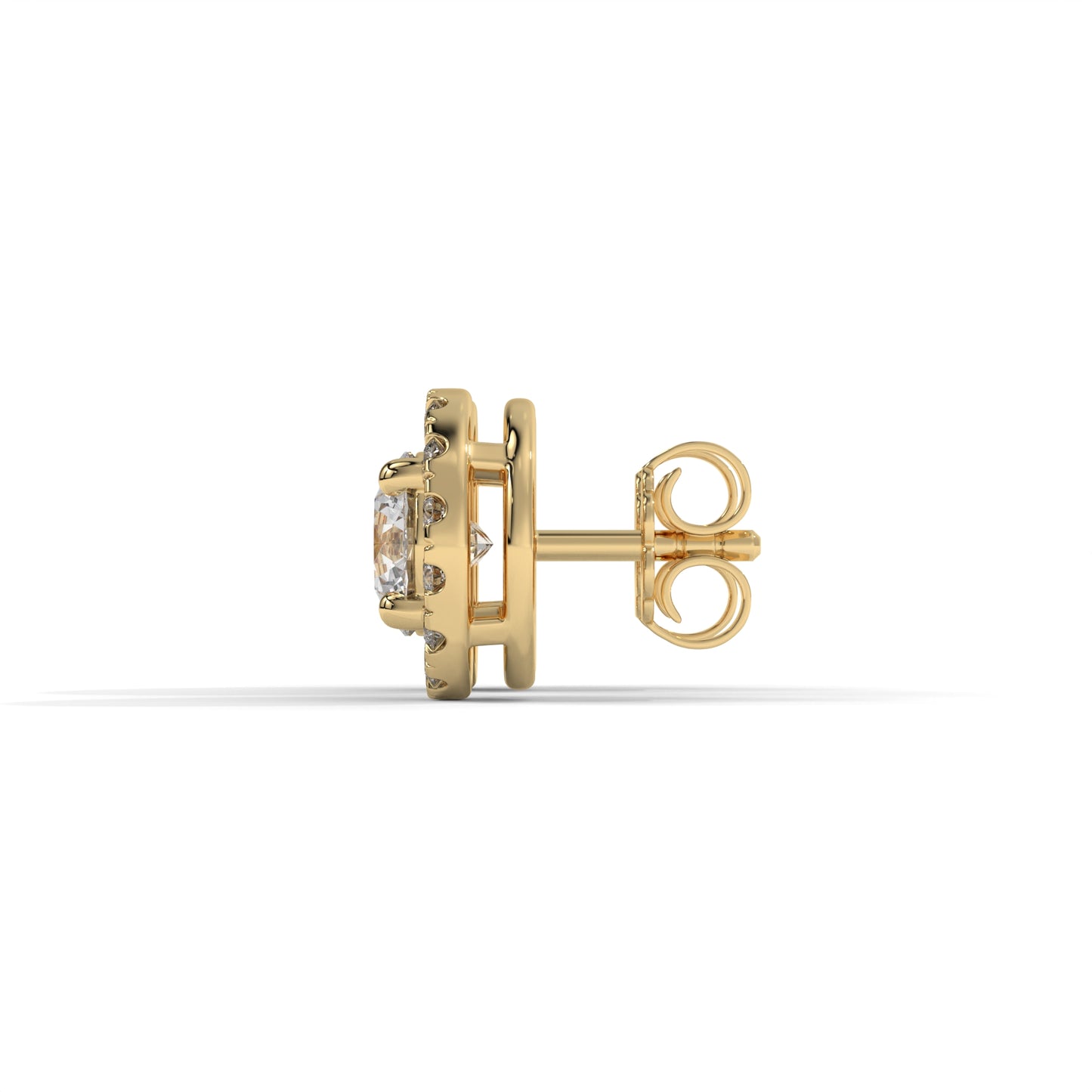 Round Halo Lab-Grown Diamond Pave Stud Earrings – E–F VS1/VS2, 14K / 18K Gold Options