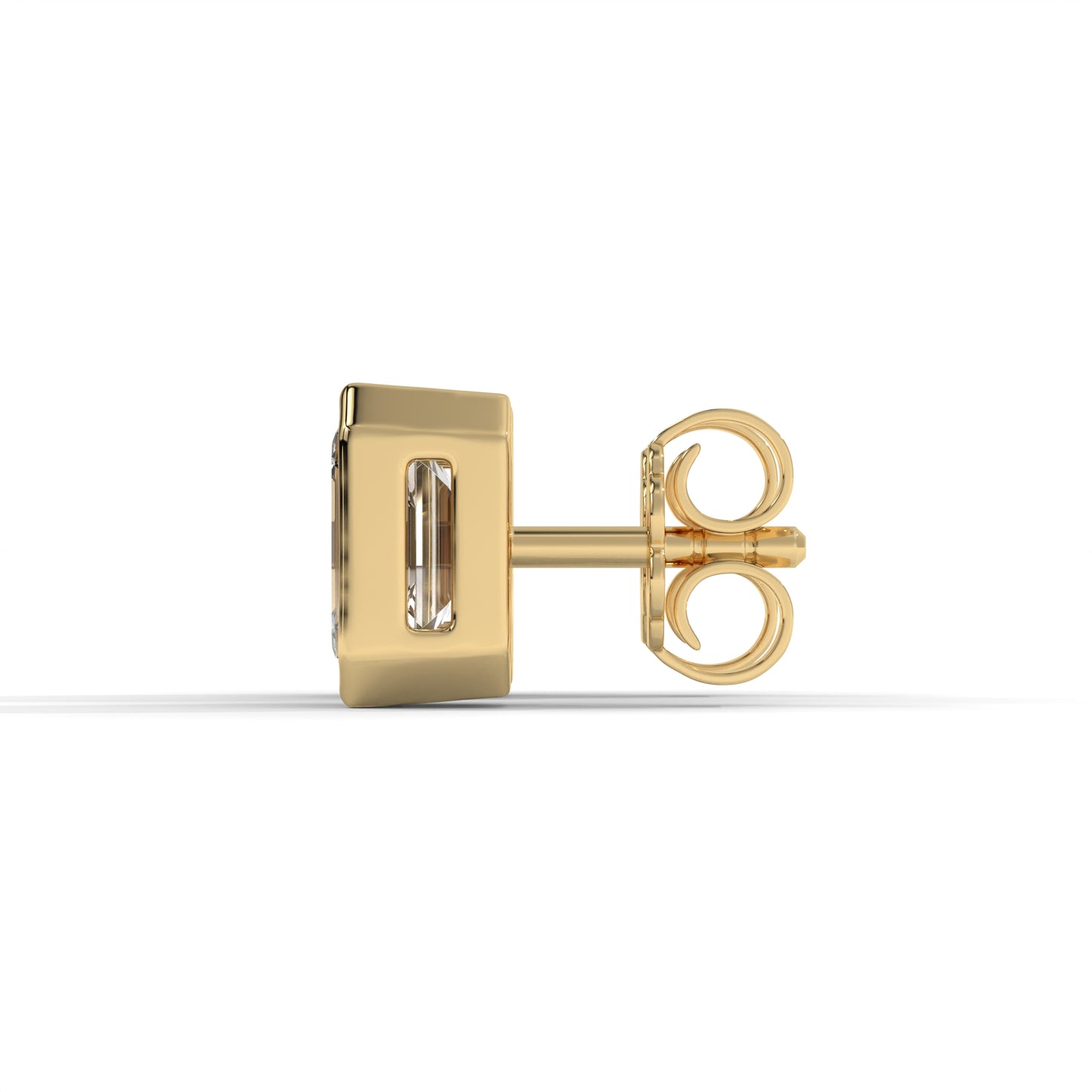 1.00 CTW Emerald Lab-Grown Diamond Bezel-Set Stud Earrings – E–F VS1/VS2, 14K / 18K Gold Options