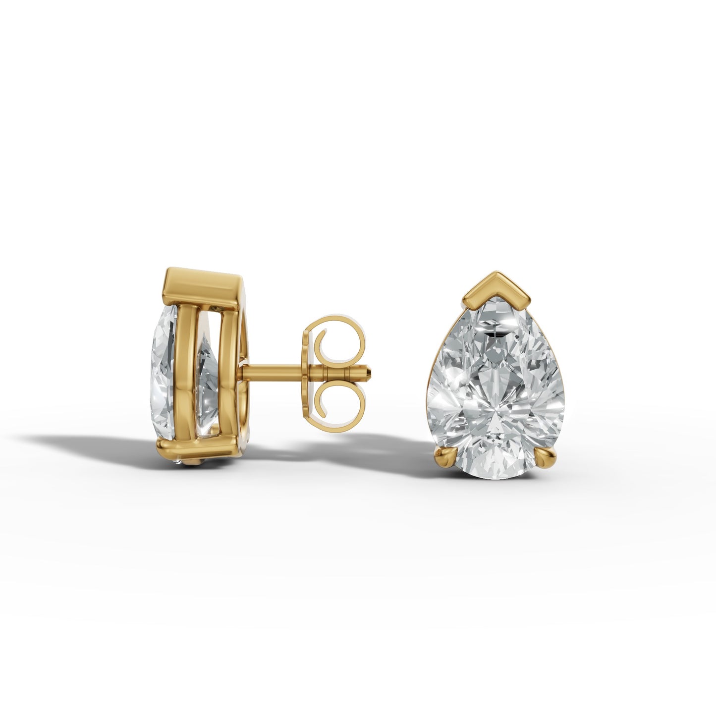 1.00 CTW Pear Lab-Grown Diamond Basket-Set Stud Earrings – E–F VS1/VS2, 14K / 18K Gold Options