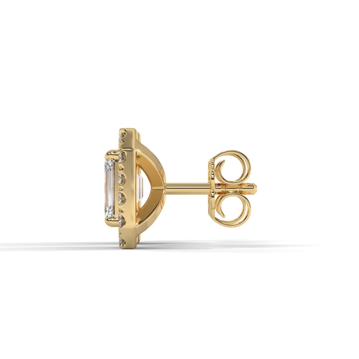 Emerald Halo Lab-Grown Diamond Pave Stud Earrings – E–F VS1/VS2, 14K / 18K Gold Options