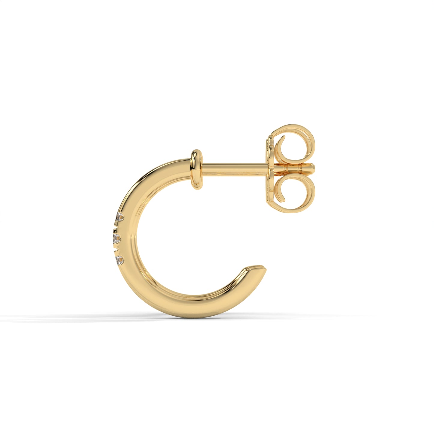 Huggie Lab-Grown Diamond Pave Stud Earrings – E–F VS1/VS2, 14K / 18K Gold Options