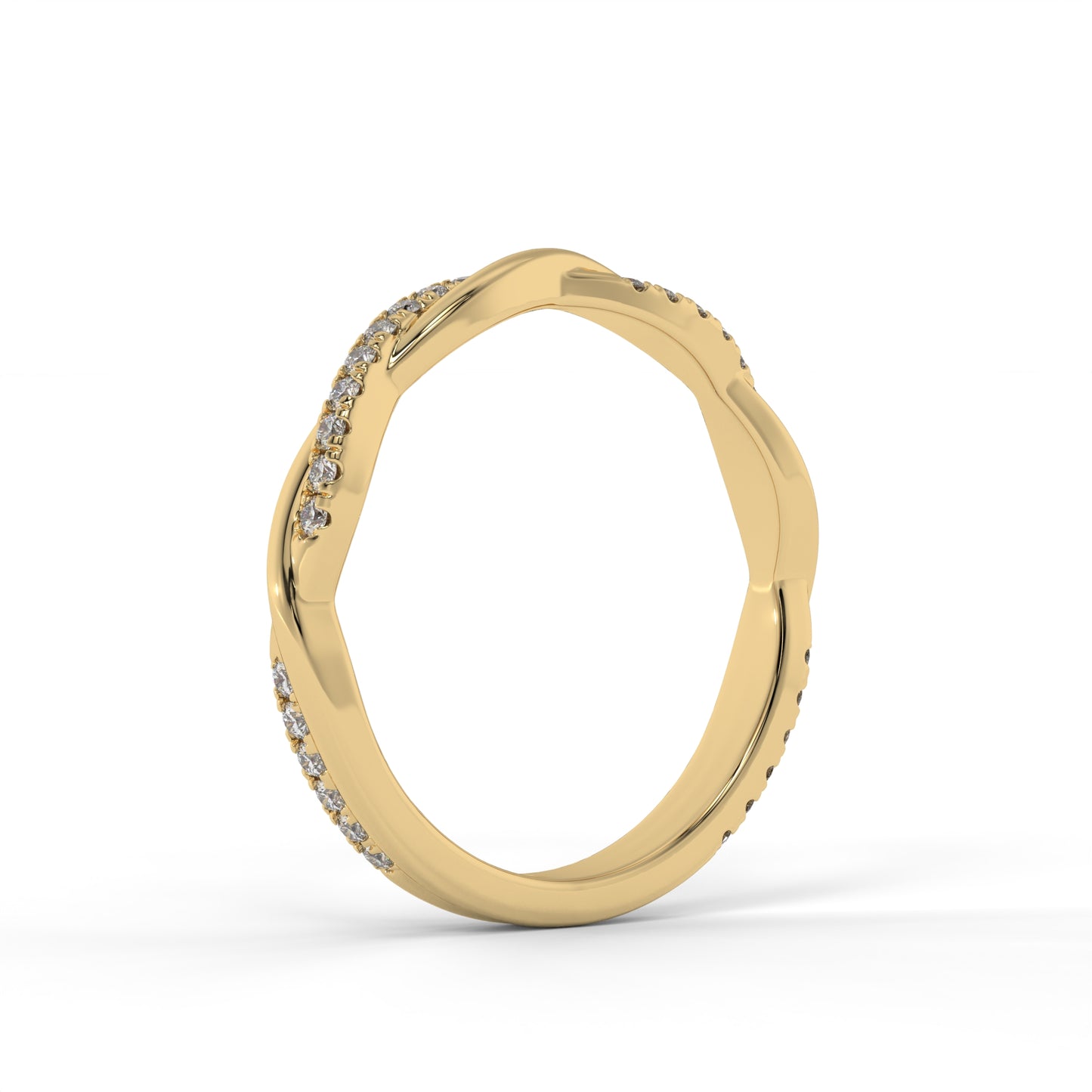 Twist Pave Lab Diamond Wedding Band – 14K Gold (.15CTW)
