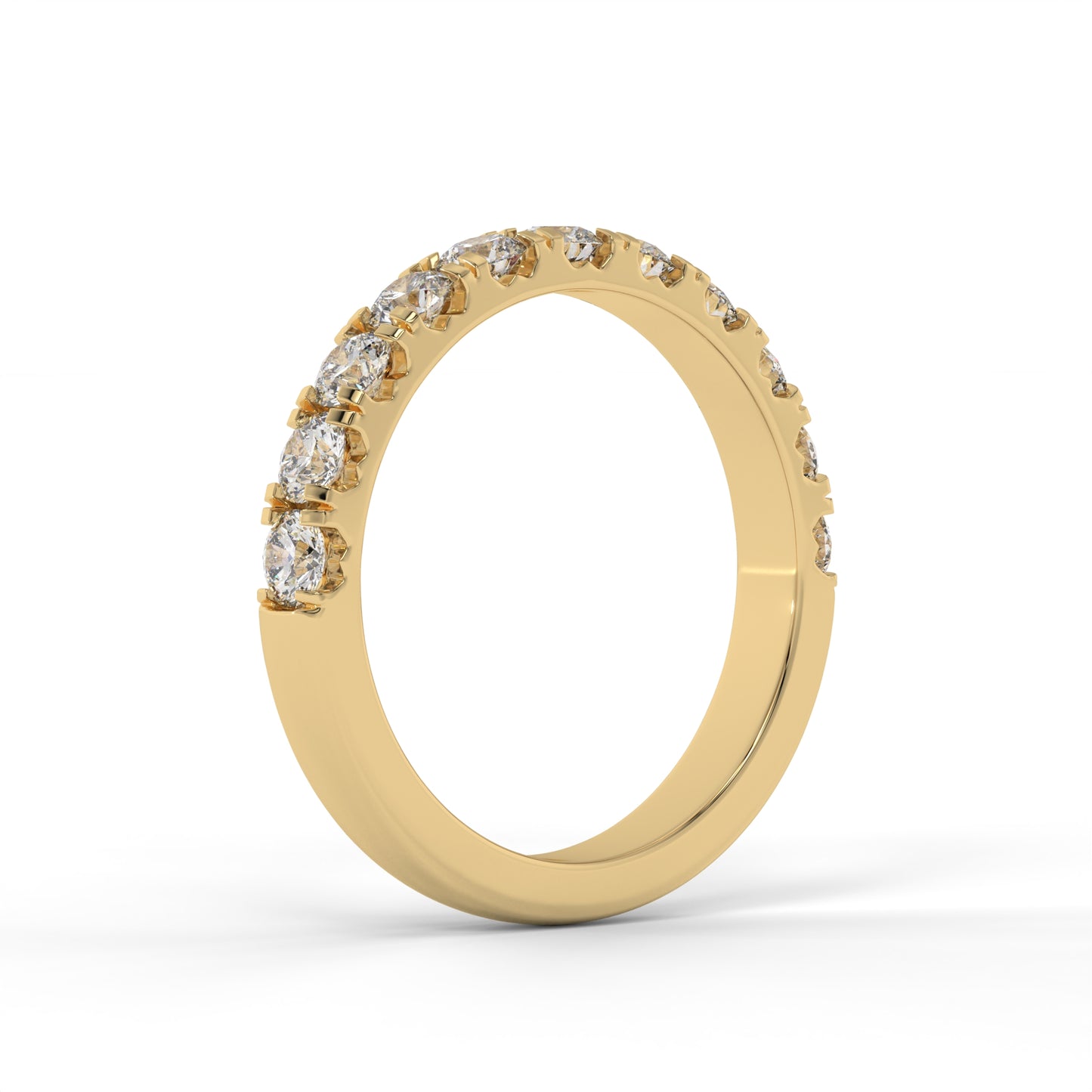 3MM Half Pave Lab Diamond Wedding Band – 14K Gold (.90CTW)