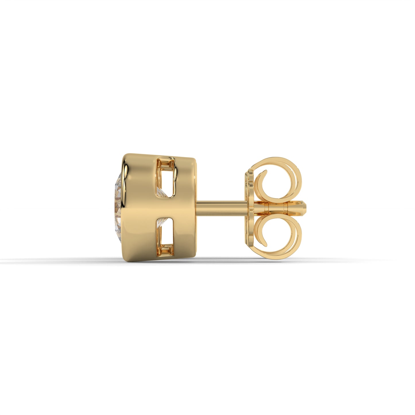1.00 CTW Round Lab-Grown Diamond Bezel-Set Stud Earrings – E–F VS1/VS2, 14K / 18K Gold Options