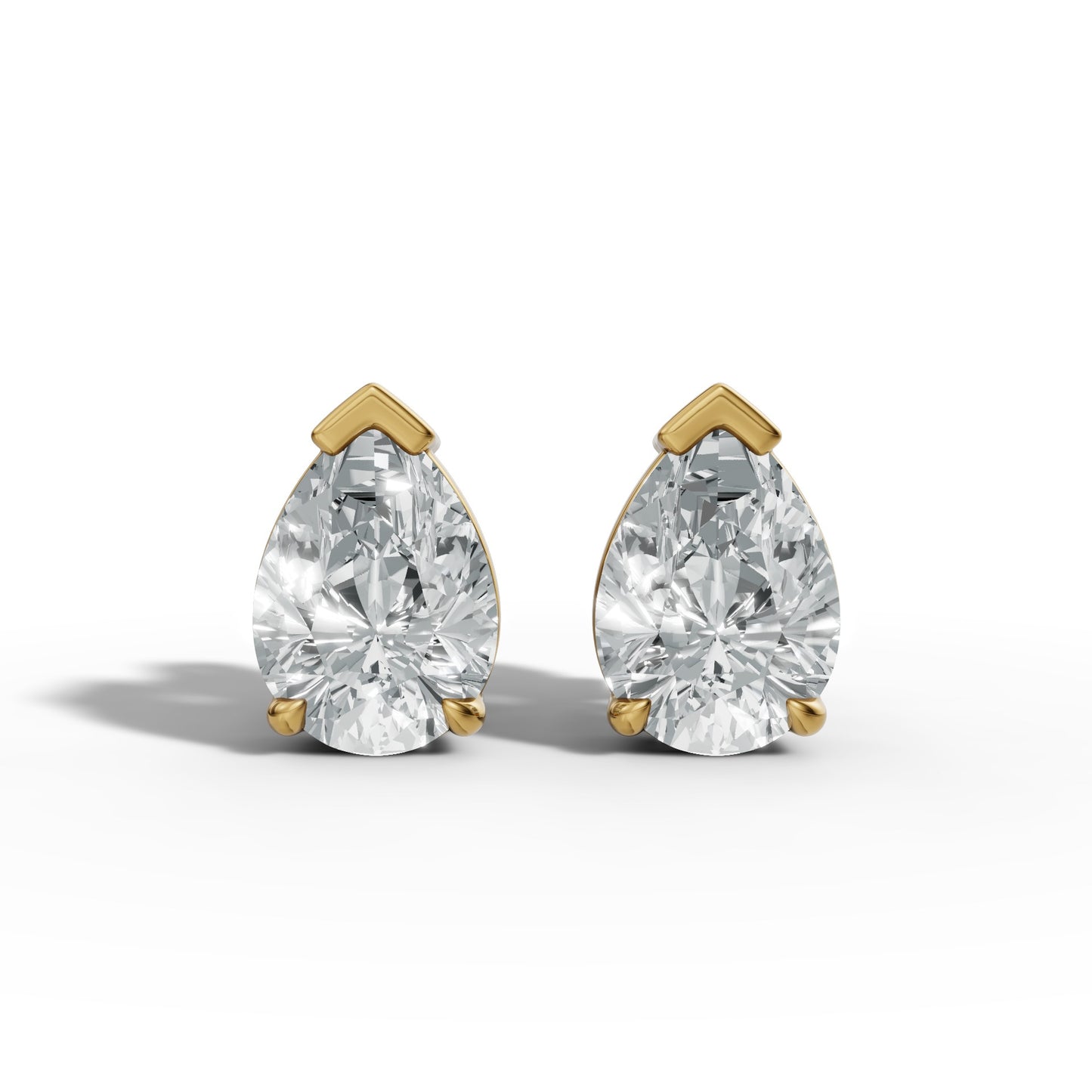 1.00 CTW Pear Lab-Grown Diamond Basket-Set Stud Earrings – E–F VS1/VS2, 14K / 18K Gold Options