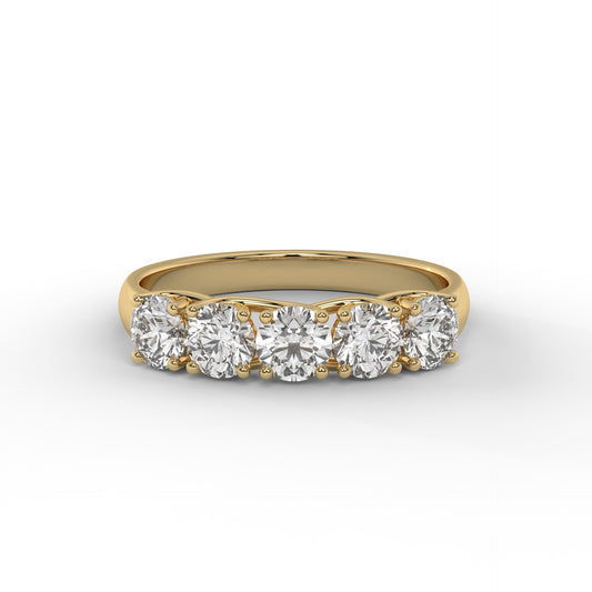 2.3MM 5 Stone Round Lab Diamond Wedding Band – 14K Gold