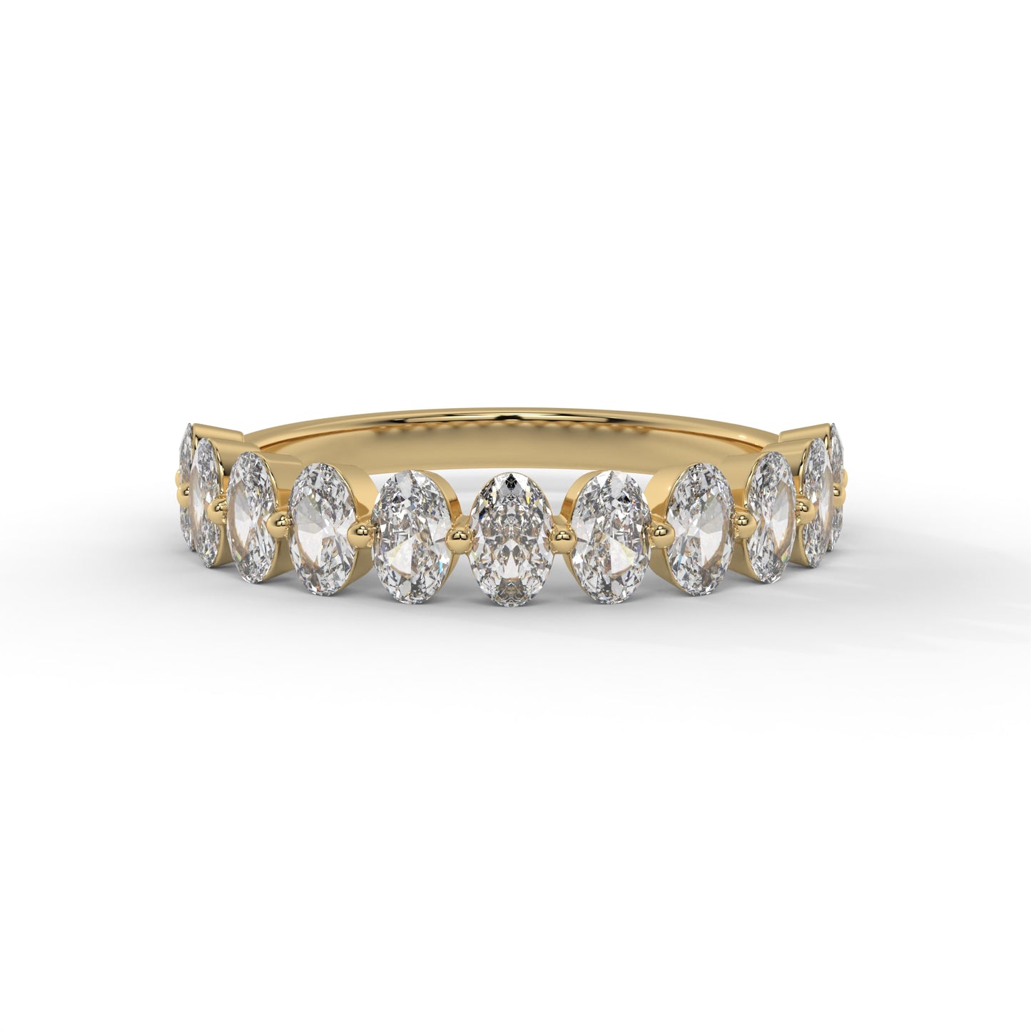 4MM Oval Floating Lab Diamond Wedding Band – 14K Gold (1.10CTW)