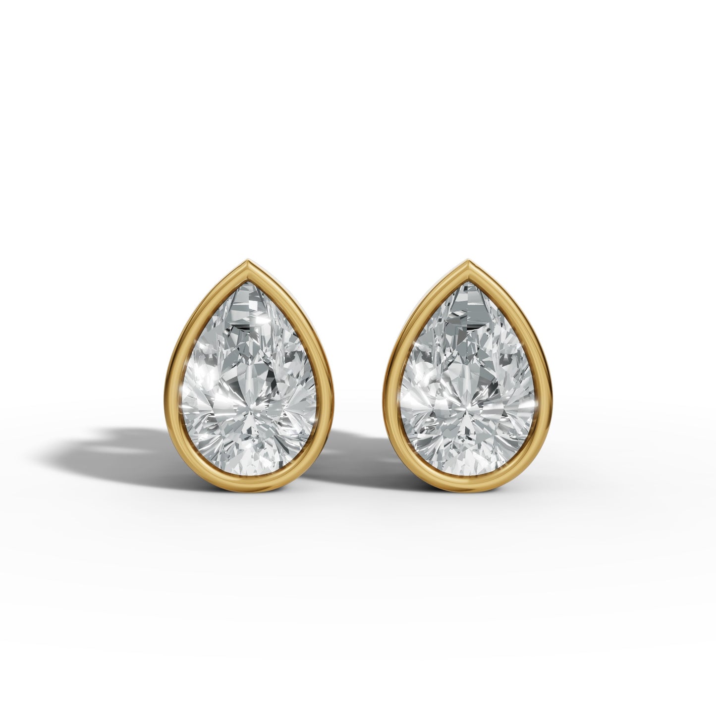 1.00 CTW Pear Lab-Grown Diamond Bezel-Set Stud Earrings – E–F VS1/VS2, 14K / 18K Gold Options