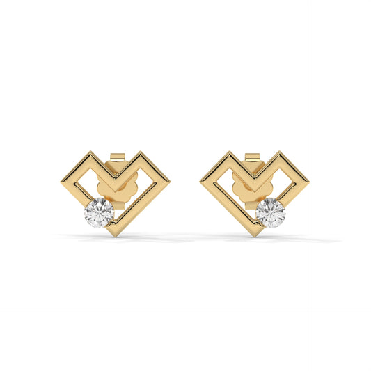 Square Heart Lab-Grown Diamond Pave-Set Stud Earrings – E–F VS1/VS2, 14K / 18K Gold Options