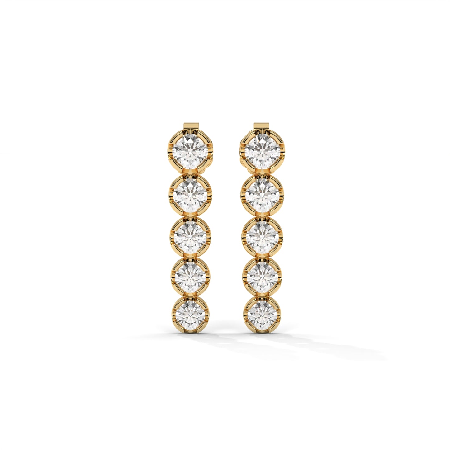 Line Lab-Grown Diamond Pave Stud Earrings – E–F VS1/VS2, 14K / 18K Gold Options