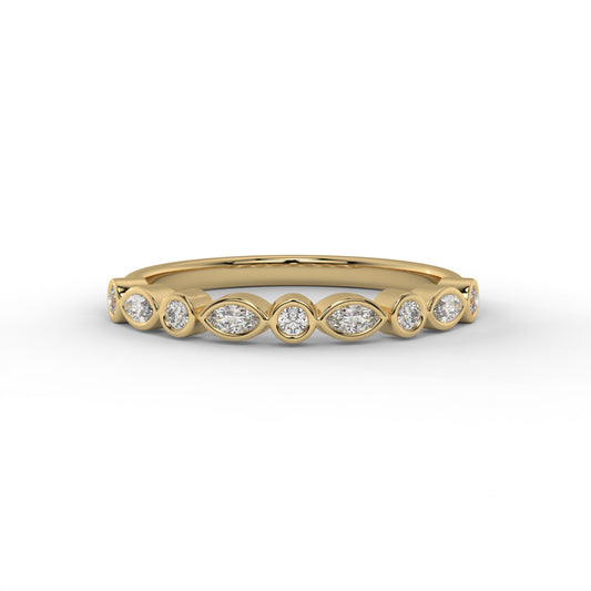 2MM Marquise & Round Bezel Lab Diamond Wedding Band – 14K Gold (.25CTW)